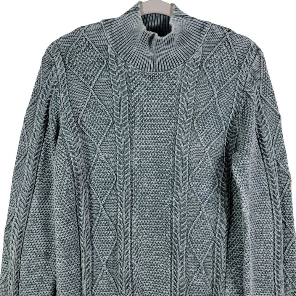 Free People Boho Headed North Knit Tunic Mini Dress Seaspray Washed Green XS